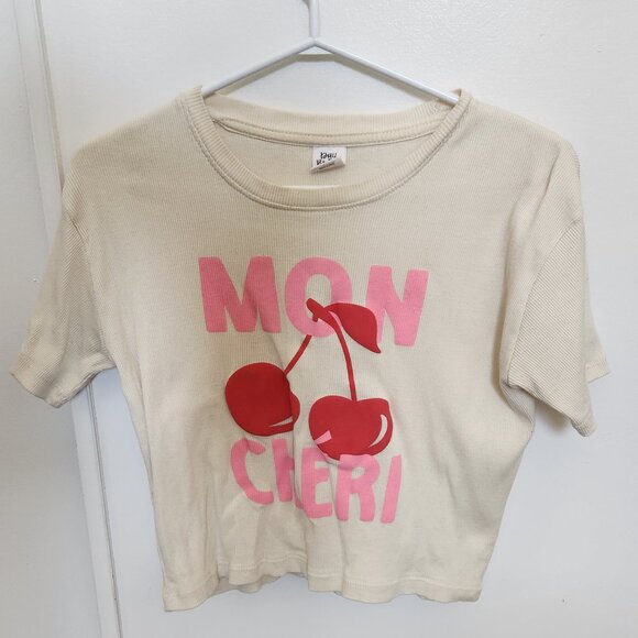 Crop Graphic T-Shirt - Mon Cheri - Picture 1 of 5